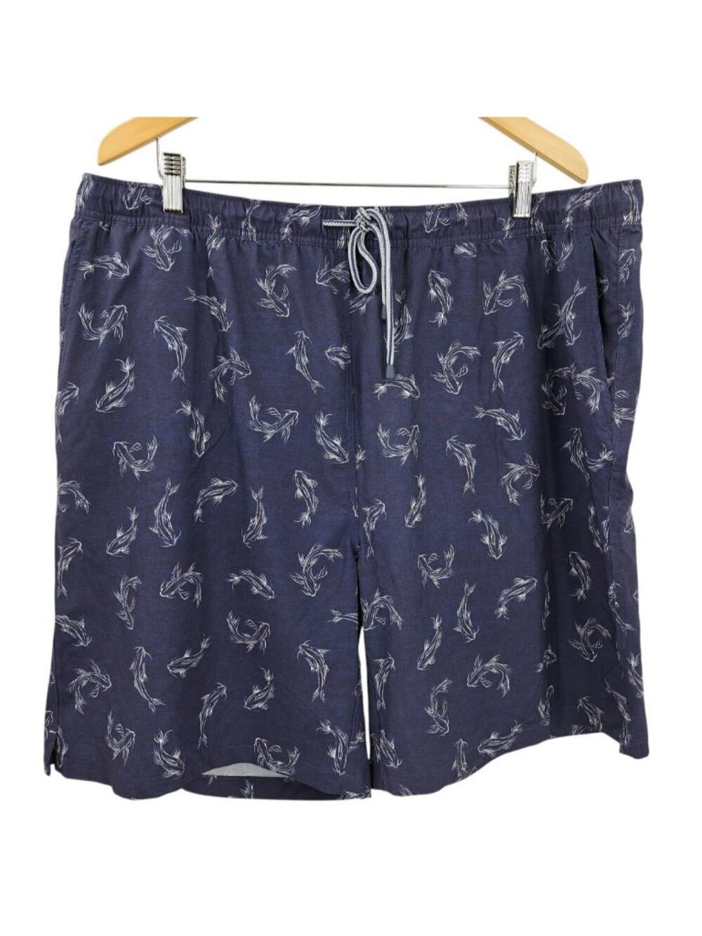 Peter Millar Blue Koi Fish Swim Trunks Size XXL Pockets Pull On Drawstring